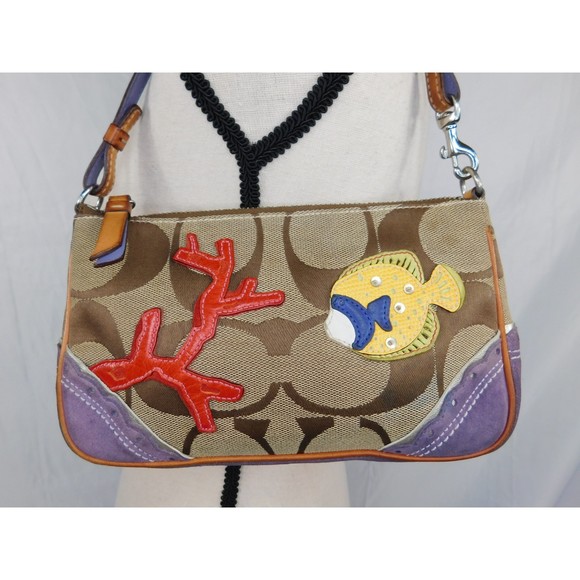 COACH Y2K Limited Edition Signature Fish Coral Applique Mini Baguette - Picture 1 of 12